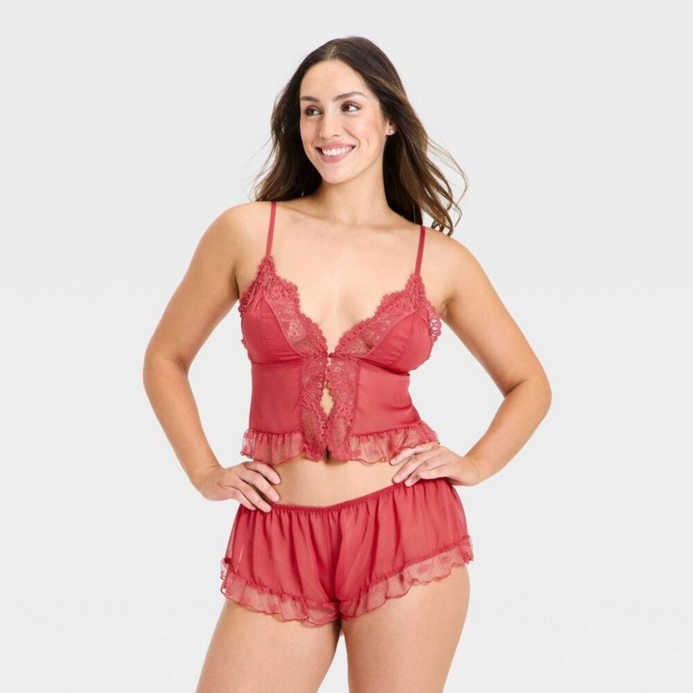 Women's Heirloom Lace Tap Set - Auden Berry Red XL - Picture 4 of 4